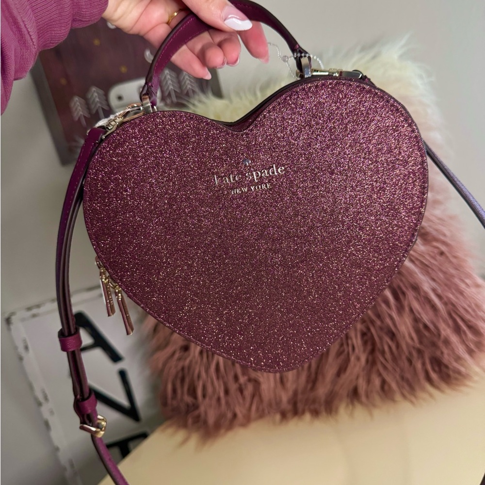 Kate Spade Love Shack Burgundy Heart Crossbody Bag